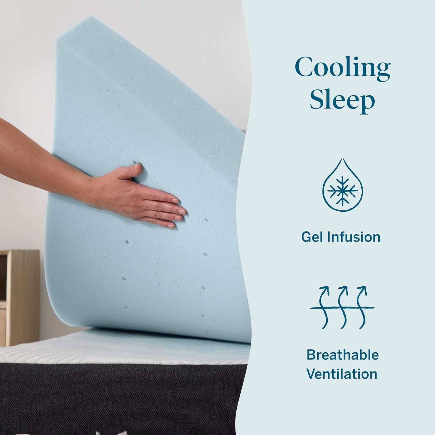 Lucid 3 Inch Memory Foam Mattress Topper, Queen Size – Cooling Gel Bed Topper – Preassure-Relieving Deep Plush Feel – Ventilated Breathable Design – CertiPur Certified - Dorm Room Essentials
